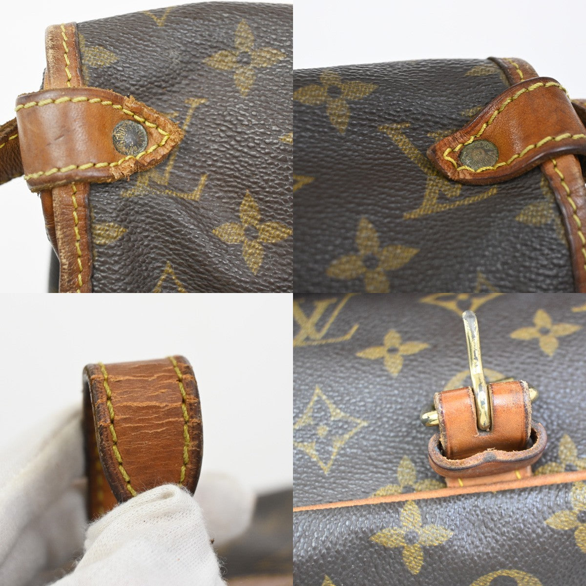 LOUIS VUITTON Logo Saumur 30 Shoulder Bag Monogram Leather Brown M42256 35ZA261