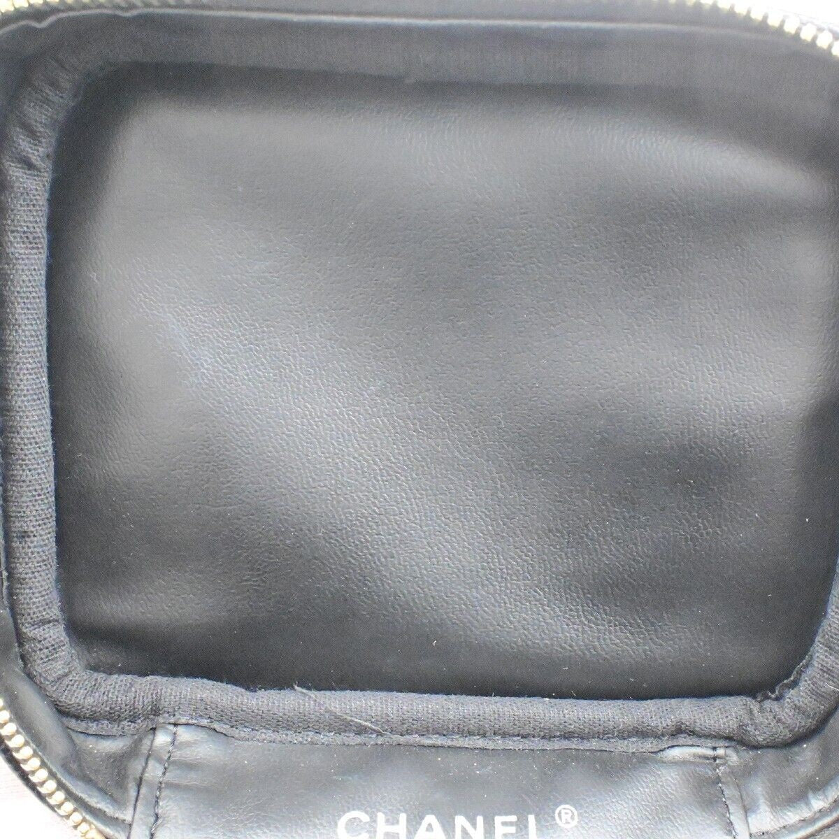CHANEL CC Vanity Cosmetic Hand Bag Grained Calfskin Leather Black GHW 666RK912
