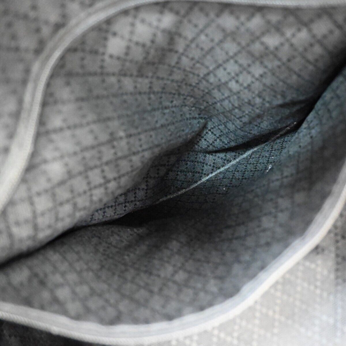 GUCCI Logo Bamboo Tote Hand Bag Nylon Leather Black Silver Italy 09YE231