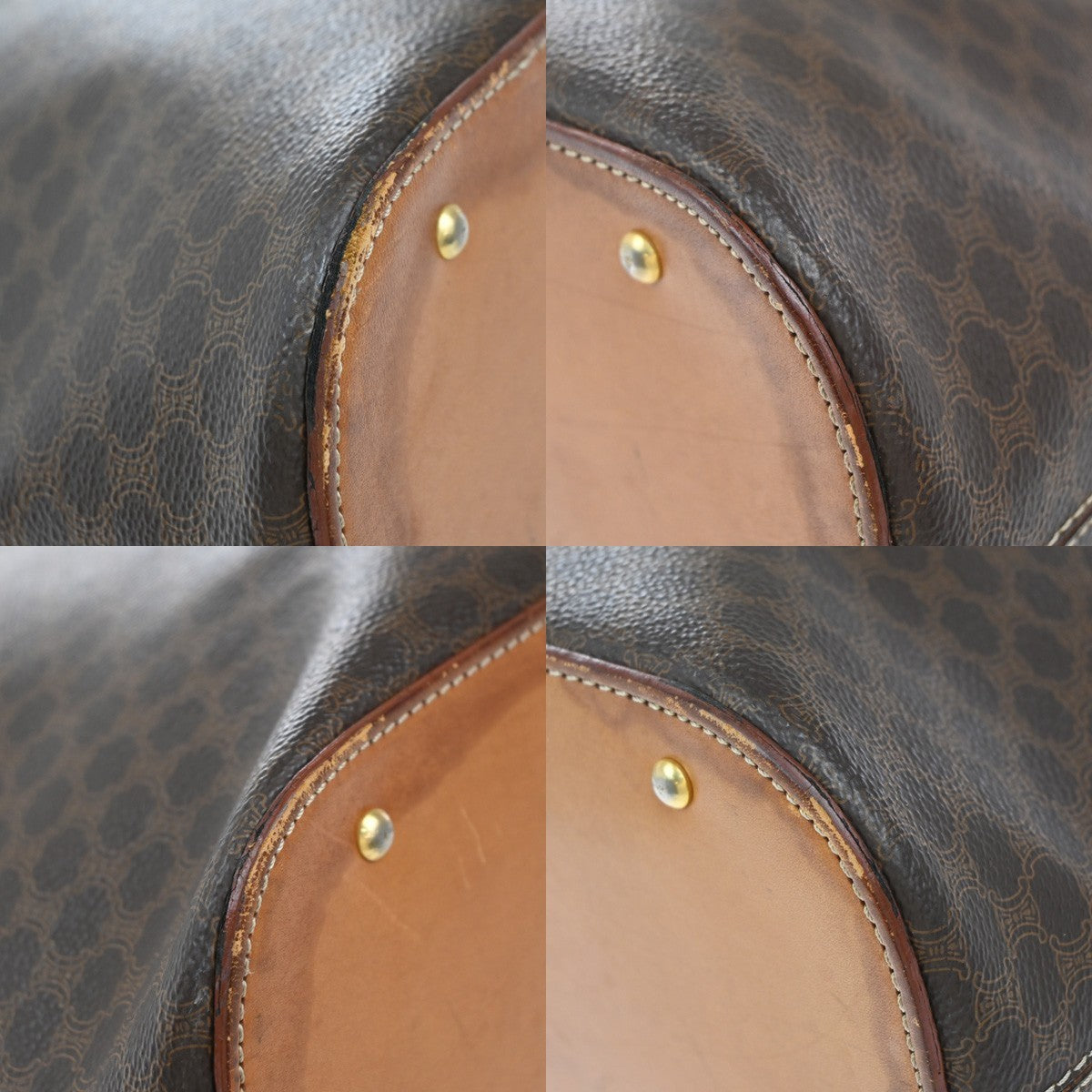 CELINE Logo Macadam 2Way Shoulder Hand Bag PVC Leather Brown GHW Italy 31KP442