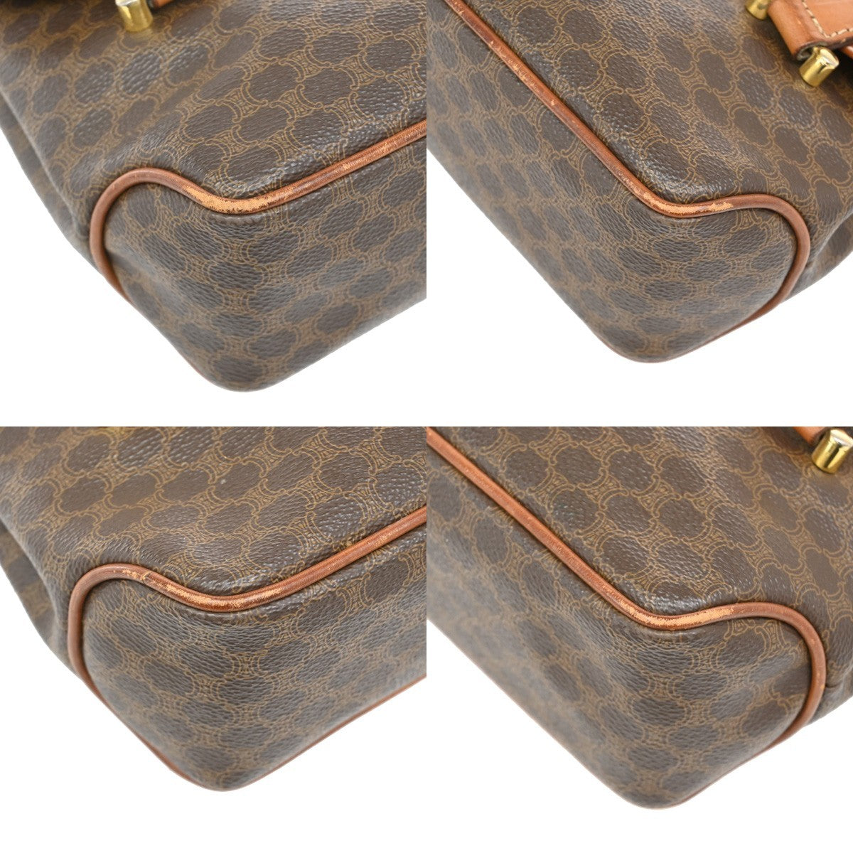 CELINE Logo Macadam Pattern Shoulder Bag PVC Leather Brown Italy 60KB547
