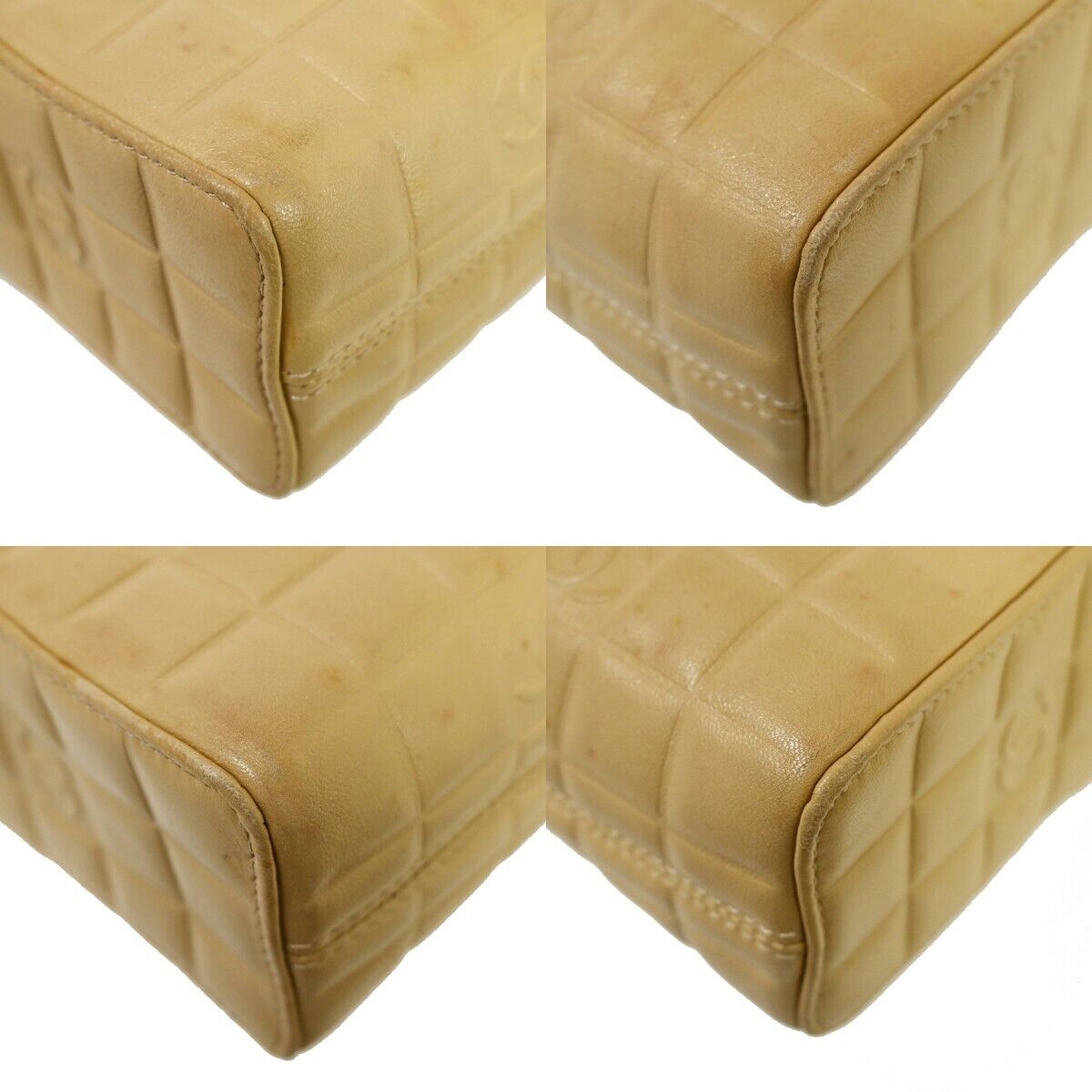 CHANEL CC Logo Chocolate Bar 2Way Hand Bag Leather Beige GHW Italy 11GA902