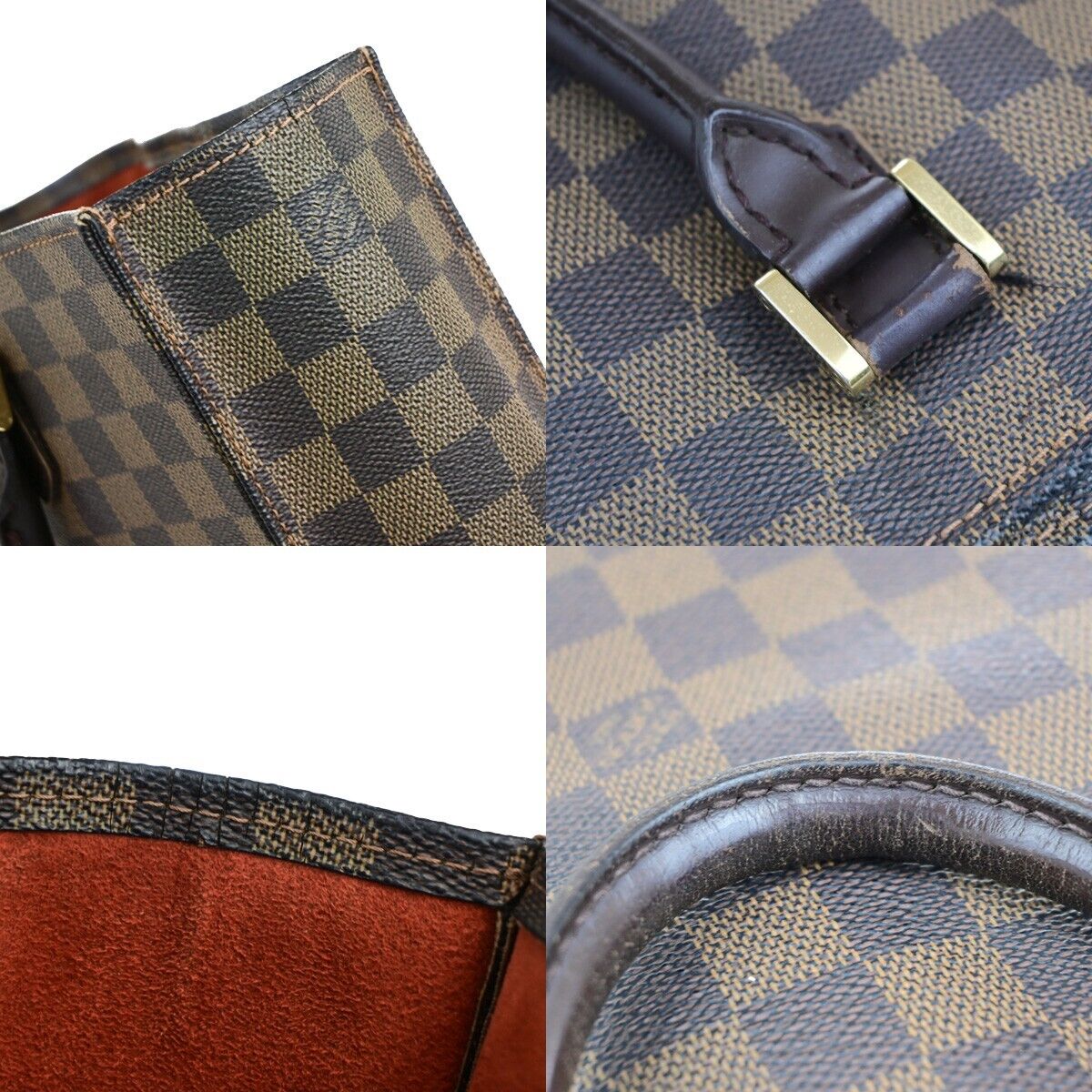 LOUIS VUITTON Sac Plat Hand Tote Bag Damier Ebene Leather Brown N51140 84EC988