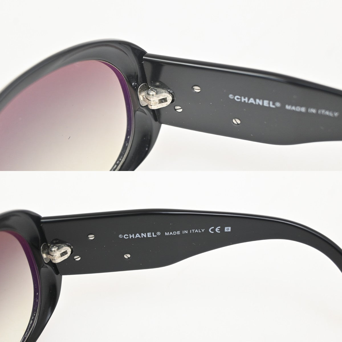 CHANEL CC Logo Camellia Sunglasses Eye Wear Plastic Black 5113 Italy 63ZA113