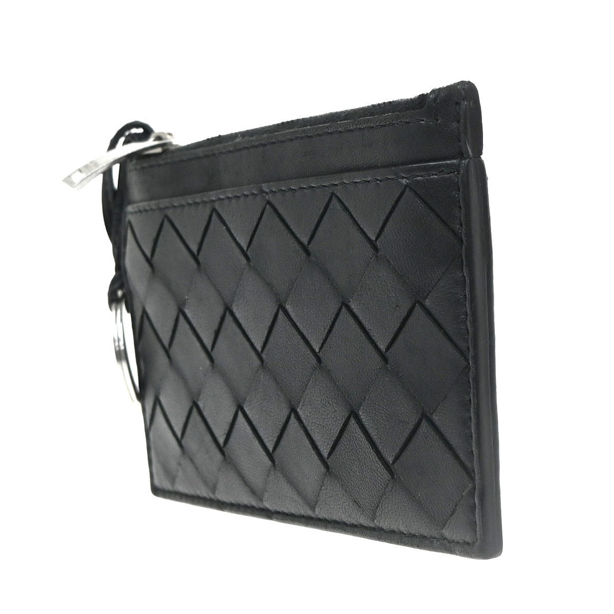 BOTTEGA VENETA Logo Intrecciato Coin Case Wallet Leather Black Italy 65KC669