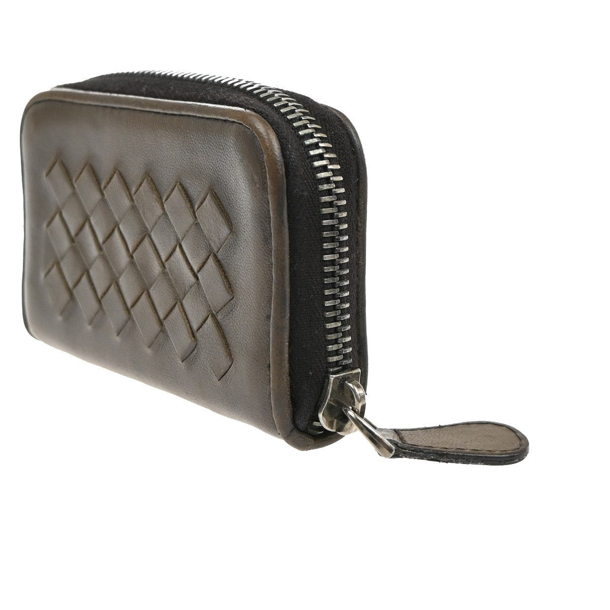 BOTTEGA VENETA Logo Intrecciato Coin Case Wallet Leather Brown Italy 02KD050