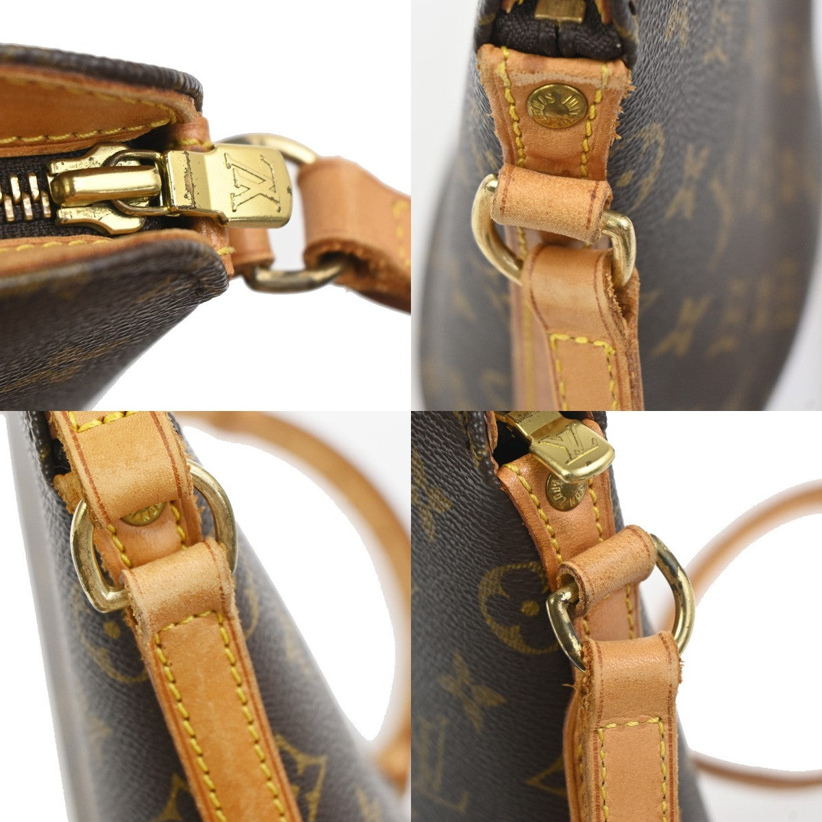 LOUIS VUITTON Logo Drouot Shoulder Bag Monogram Leather Brown M51290 74ZA349