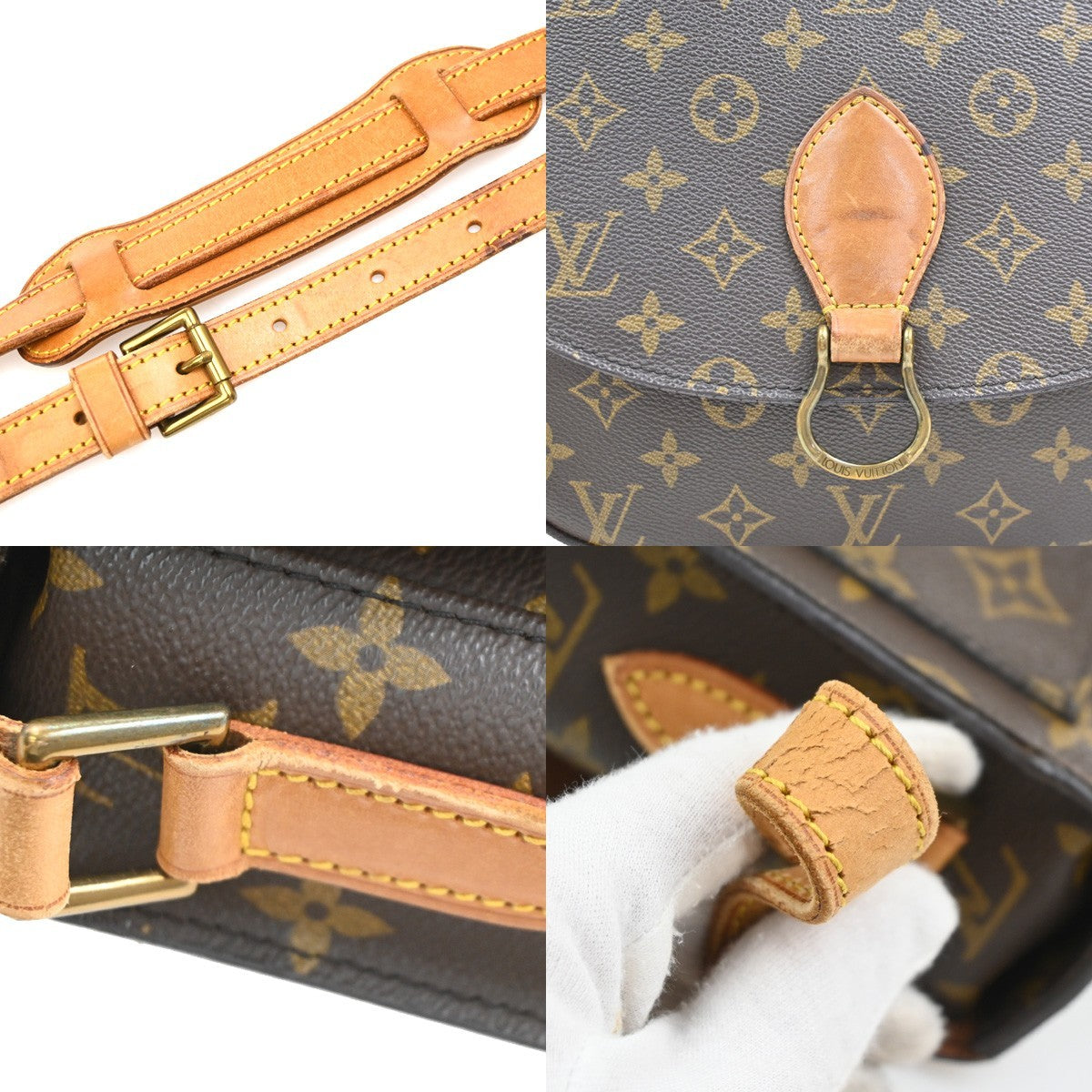 LOUIS VUITTON Saint Cloud GM Shoulder Bag Monogram Leather Brown M51242 32PA085