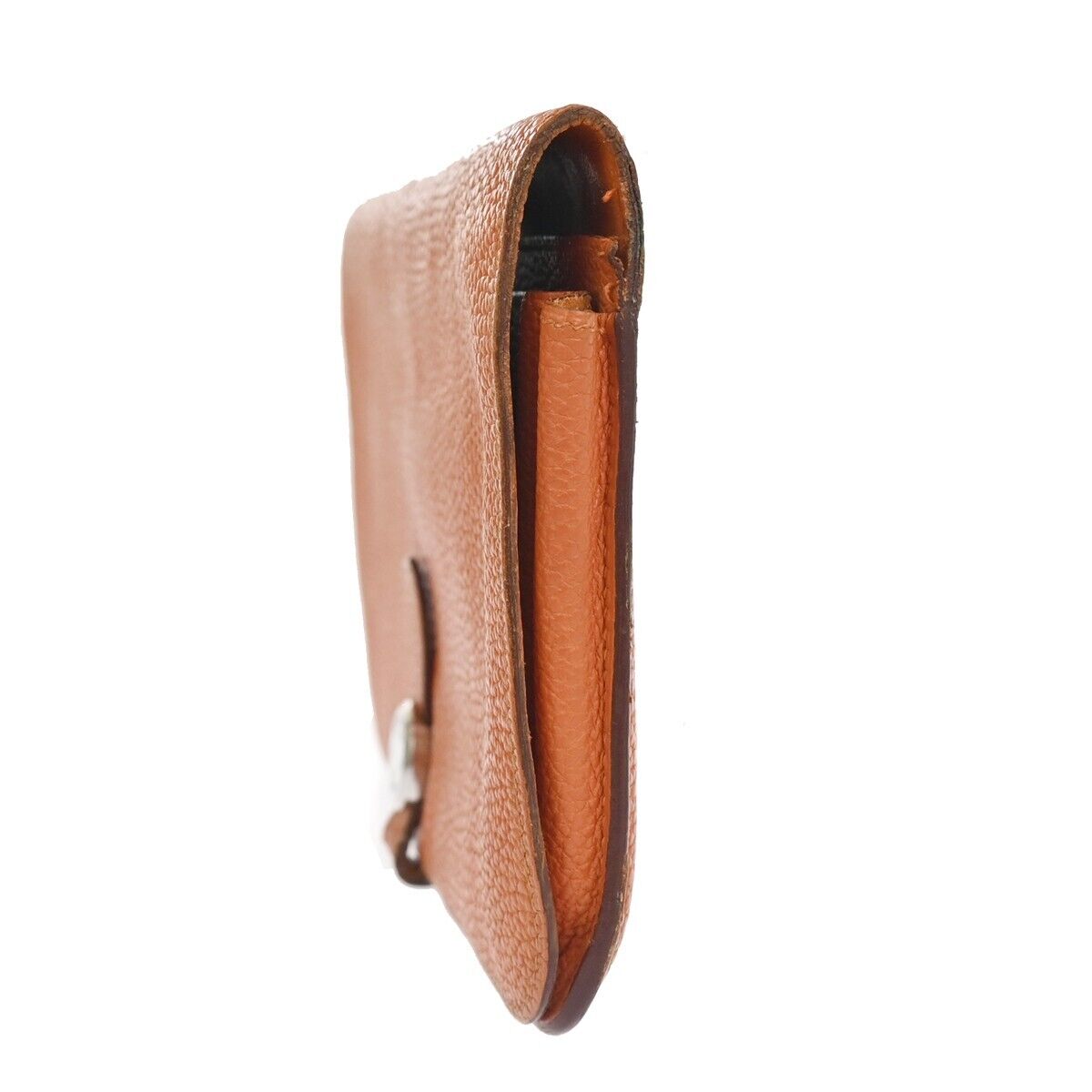 HERMES Logos Dogon GM Long Bifold Wallet Purse Veau Togo Leather orange 83RF064