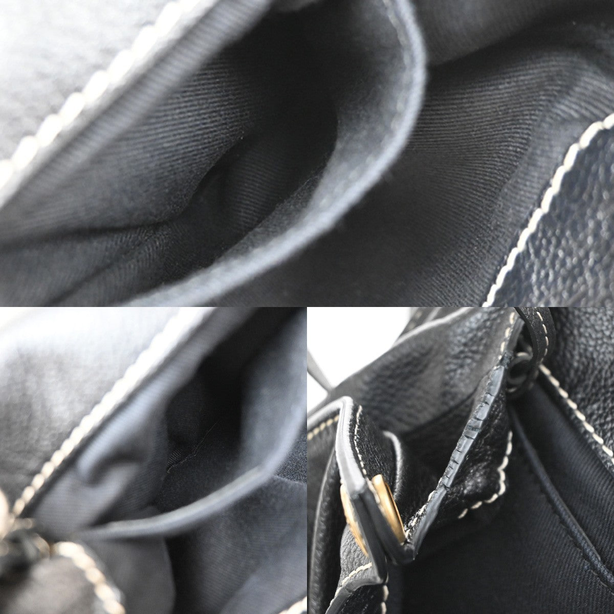 LOEWE Logo 2way Crossbody Shoulder Hand Bag Leather Black GHW 77MA633