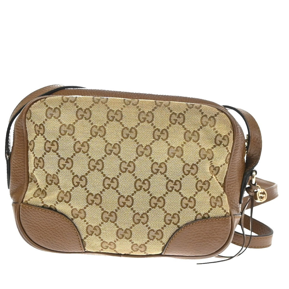GUCCI Logo Bree GG Pattern Crossbody Shoulder Bag Canvas Leather Brown 77YH970