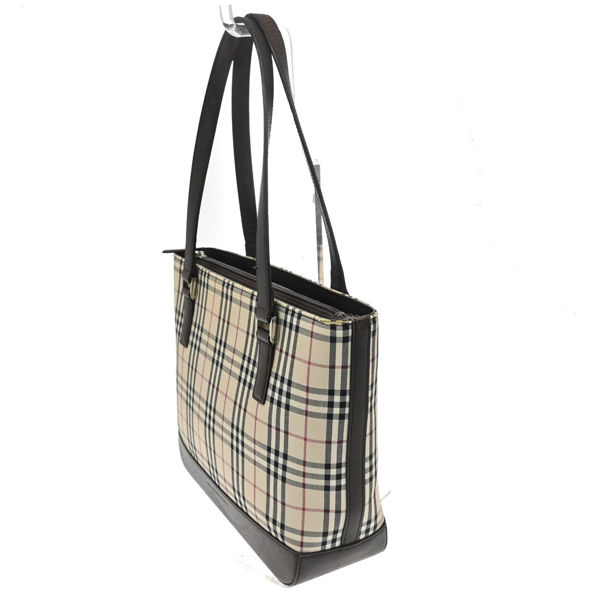 BURBERRY Logo Nova Check Shoulder Tote Bag Canvas Leather Beige Brown 65TA197