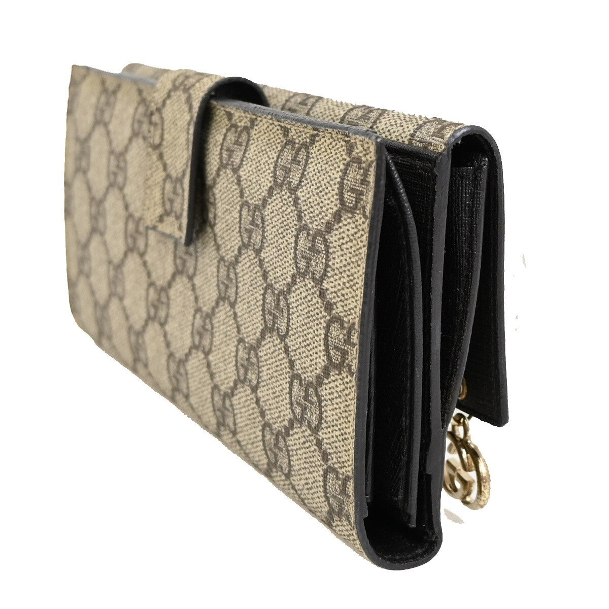 GUCCI Logo GG Pattern Bifold Long Wallet Supreme Leather Brown 84RF274