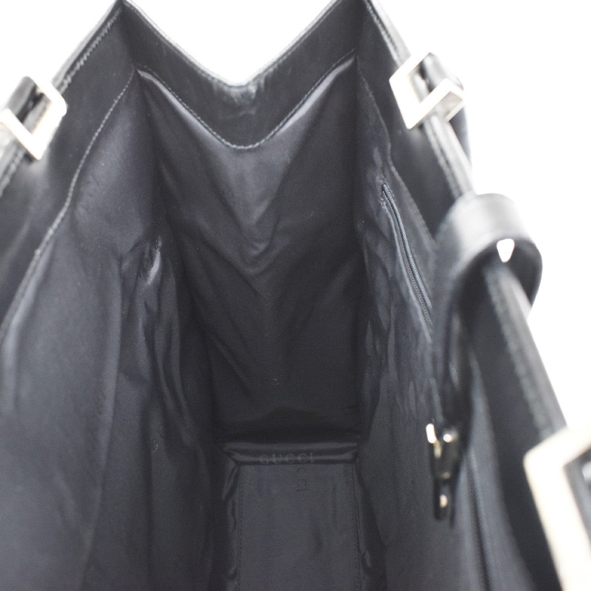 GUCCI Logo Jackie GG Pattern Shoulder Hand Bag Canvas Leather Black SHW 62KB314