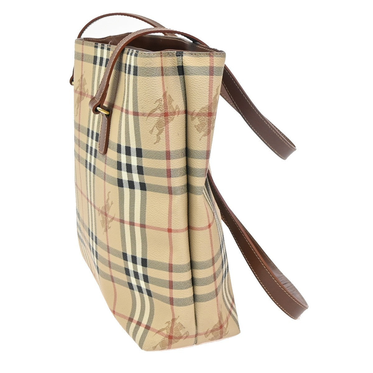 BURBERRY Nova Check Shoulder Bag PVC Leather Brown Beige GHW Italy 31KD012