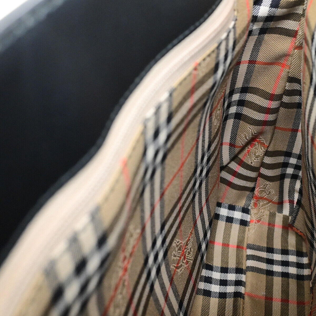 Burberrys Logo Nova Check Hand Tote Bag Canvas Leather Black Beige 31YG606