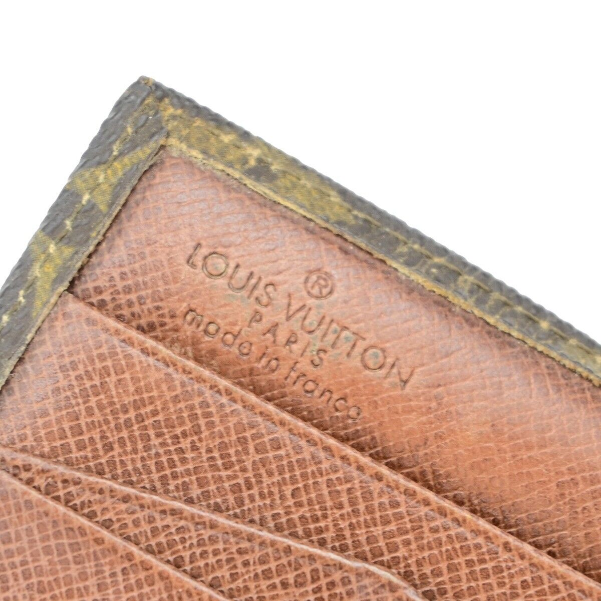 LOUIS VUITTON LV Logo 2 Set Bifold Wallet Monogram Leather Brown 01ED973