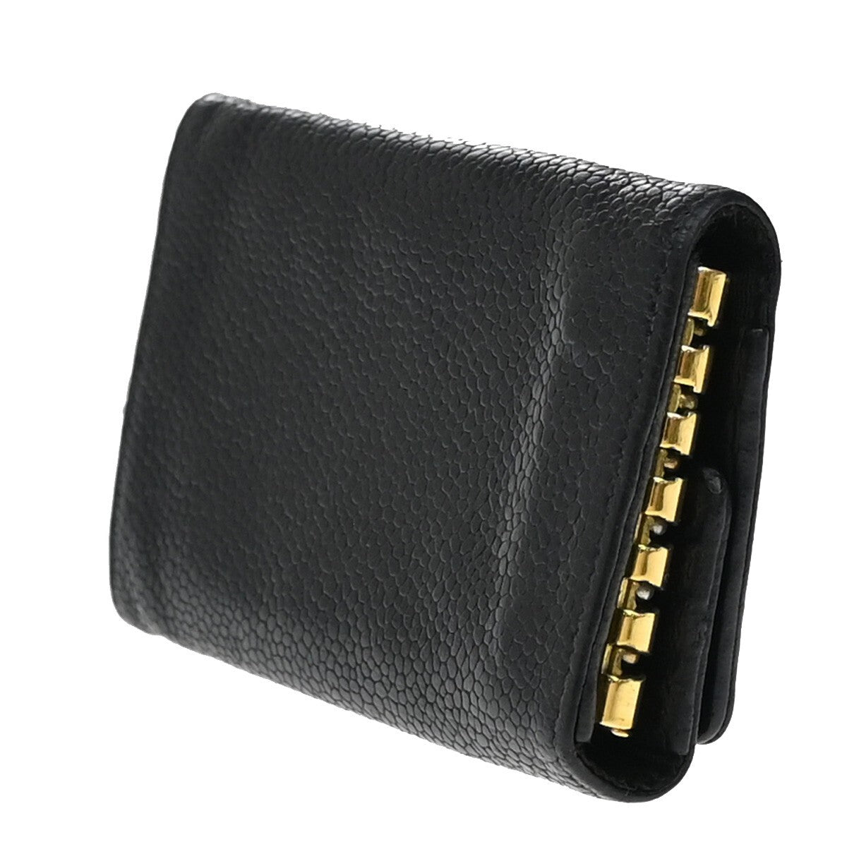 CHANEL 6 Hooks Key Case Bifold Grained Calfskin Leather Black Vintage 62RF295