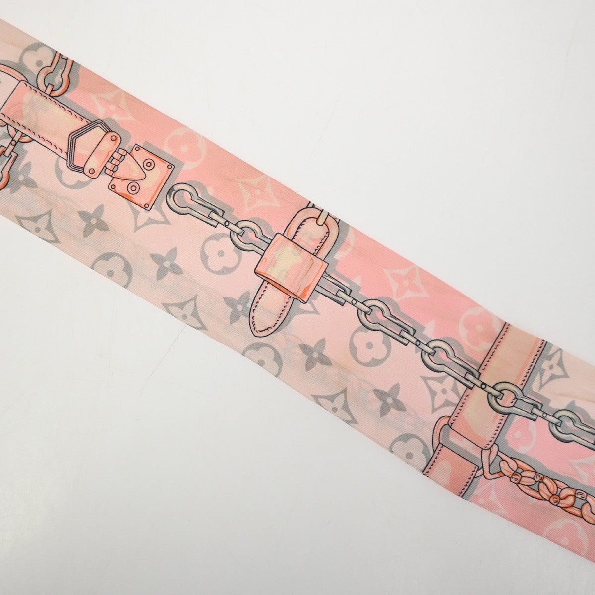 LOUIS VUITTON Monogram Confidential Bandeau Scarf 100% Silk Pink M70637 09MA607