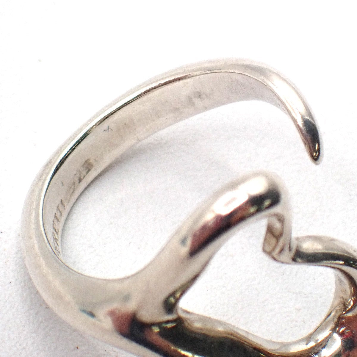 Tiffany & Co. Logo Open Heart  Elsa Peretti Ring US Size 6 Silver Ag 925 09KP564