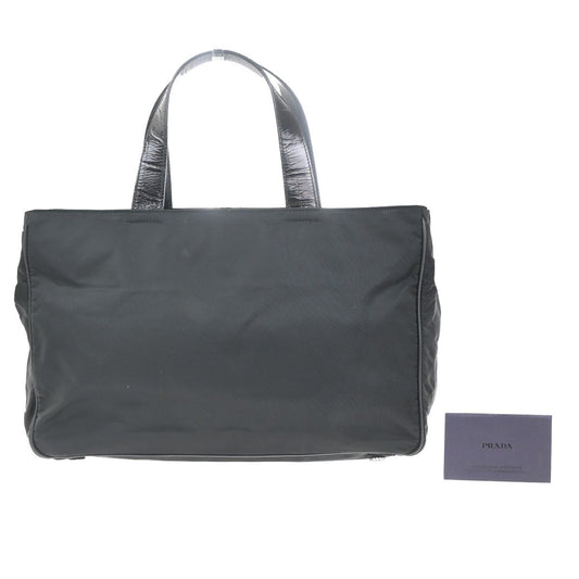 PRADA Logo Tessuto Shoulder Tote Hand Bag Nylon Leather Black Italy 69MA401