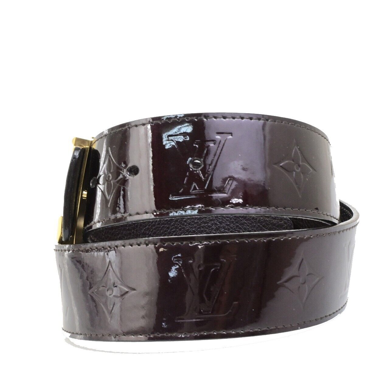 LOUIS VUITTON Ceinture Belt 80/32 Monogram Vernis Bordeaux Red M9874 32FB328