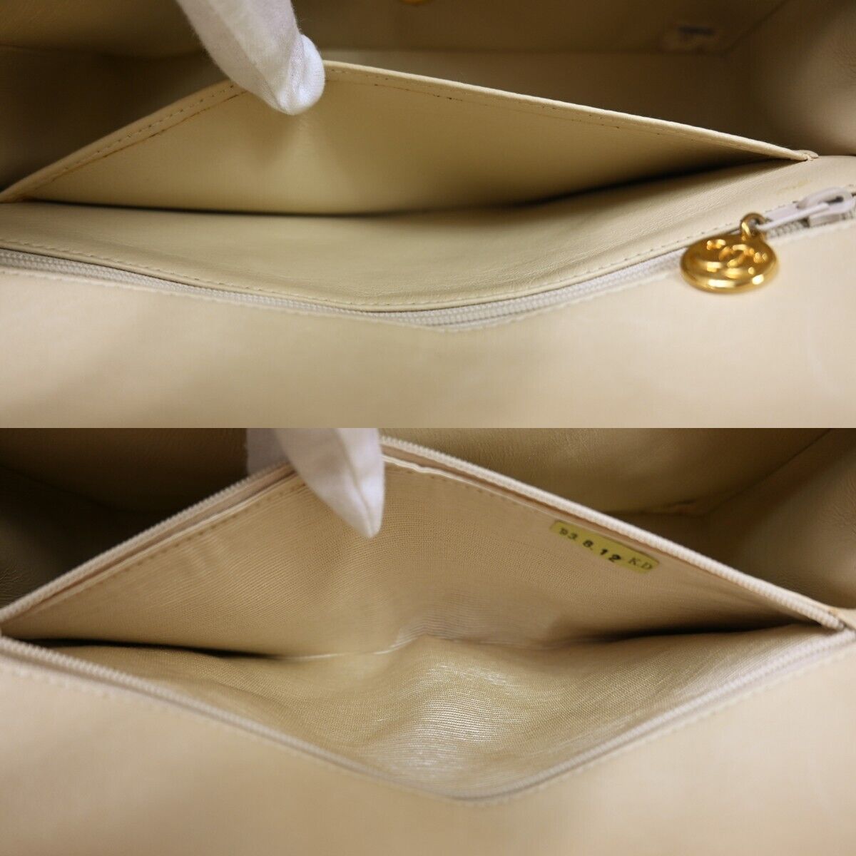 CHANEL CC Logo Diana Matelasse 25 Chain Shoulder Bag Leather Beige GHW 898RH912