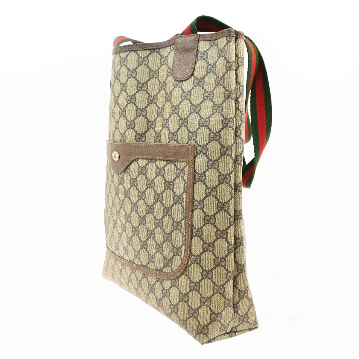 GUCCI Logo Sherry GG Pattern Shoulder Hand Bag PVC Leather Beige Italy 68KC472