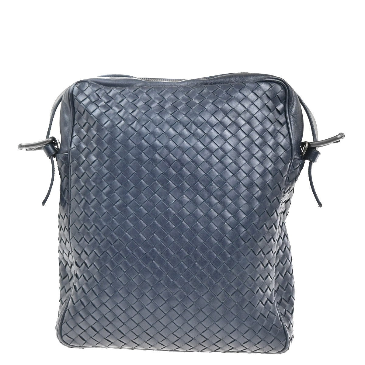 BOTTEGA VENETA Logo Intrecciato Shoulder Bag Leather Navy Blue Italy 12RL854