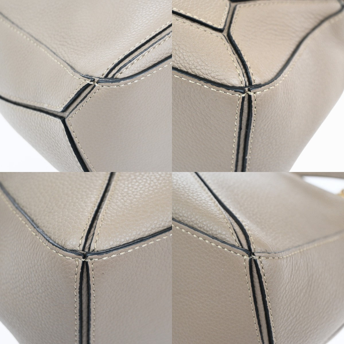 LOEWE Logo Puzzle Small 2way Shoulder Hand Bag Leather Beige Spain GHW 629RL948