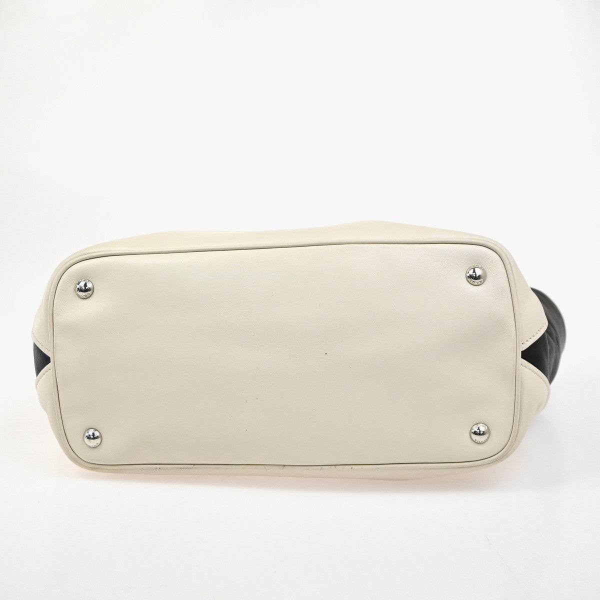 PRADA City Calf Bicolor 2Way Shoulder Tote Hand Bag Leather Black White 34KC748