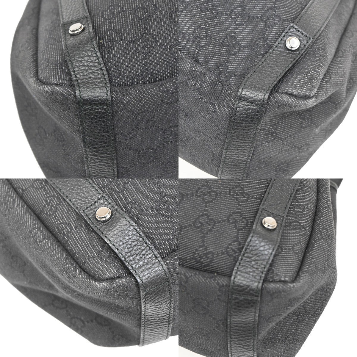 GUCCI GG Pattern Abbey Shoulder Bag Leather canvas Black SHW Italy 76KB625