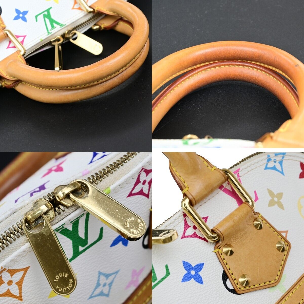 LOUIS VUITTON LV Logo Alma Hand Bag Monogram Multi Color White M92647 689RF219