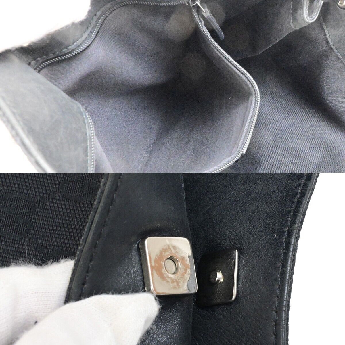 GUCCI Logo GG Pattern Cross Body Shoulder Bag Canvas Leather Black Italy 01FB473