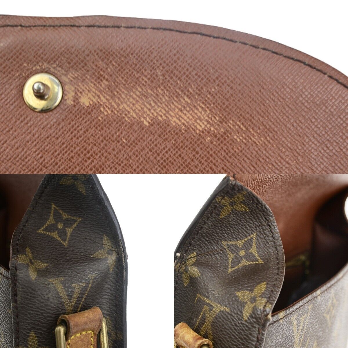 LOUIS VUITTON Saint Cloud GM Shoulder Bag Monogram Leather Brown M51242 31HC015