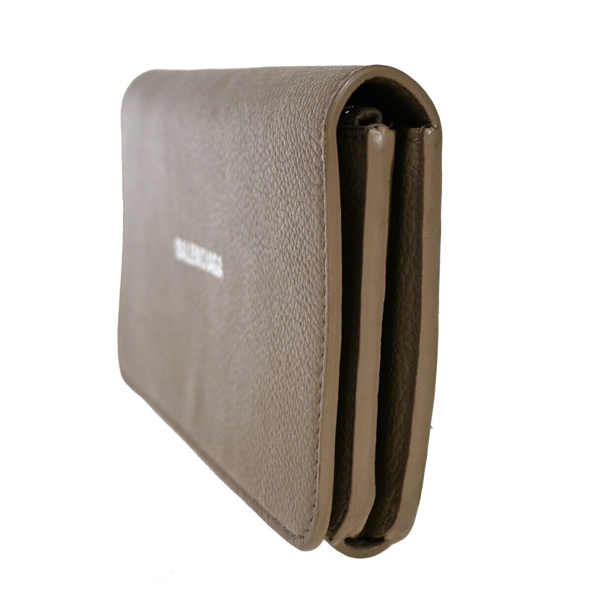 BALENCIAGA Long Bifold Cash Slim Money Wallet Purse Leather Beige Italy 30HB224