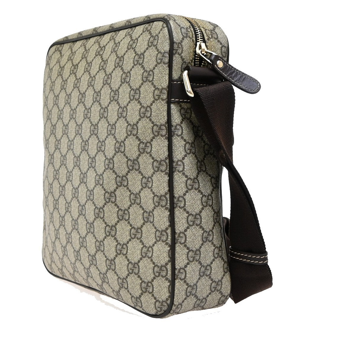 GUCCI Logo GG Pattern Shoulder Bag PVC Leather Brown GHW Italy 70EE317