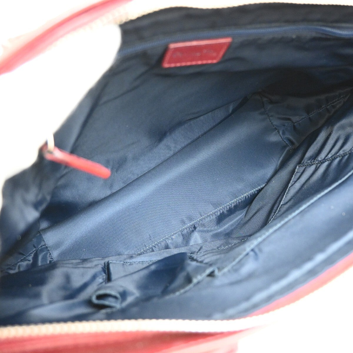 CHRISTIAN DIOR Trotter Pattern Hand Bag Canvas Leather Navy Blue Red 16EE257