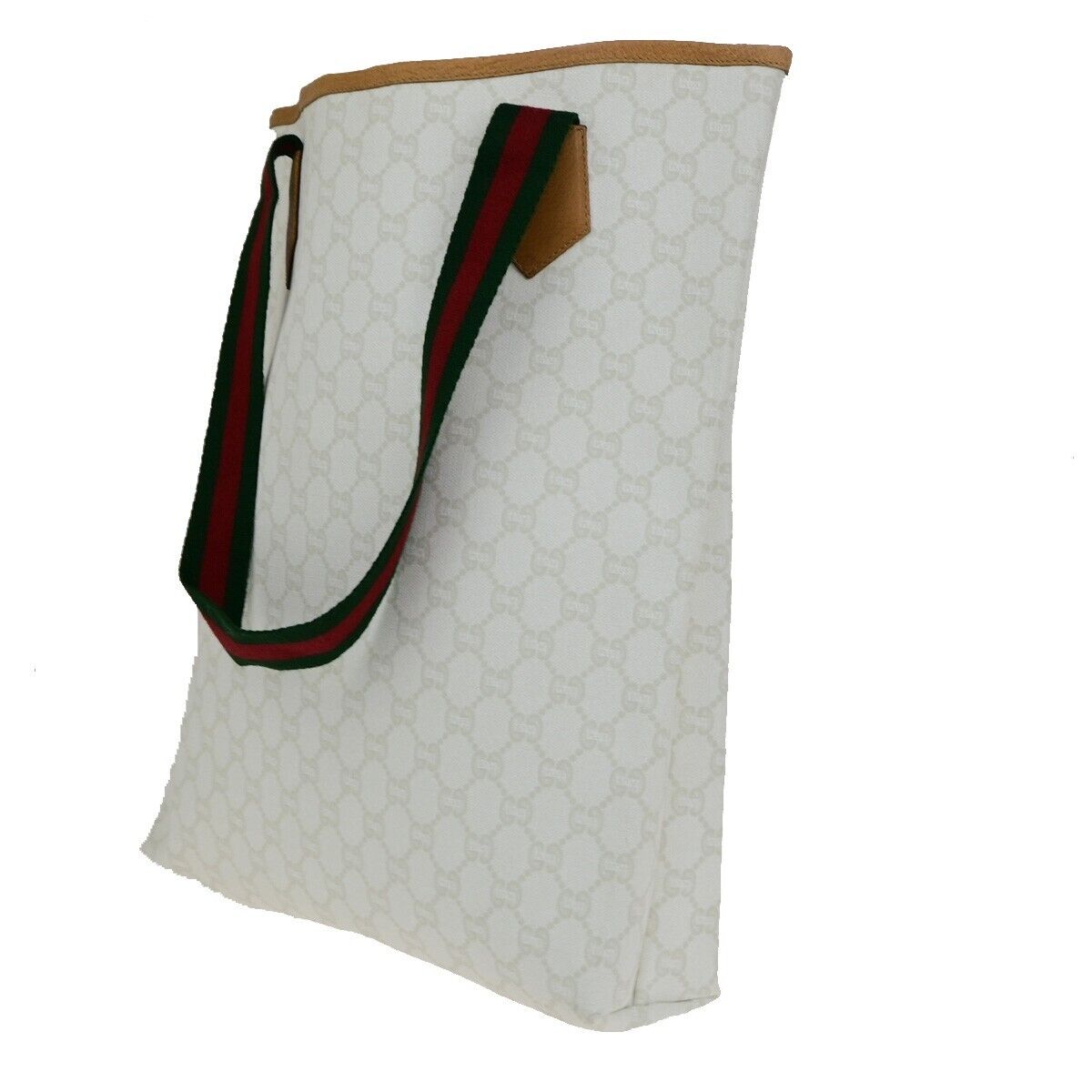 GUCCI PLUS GG Pattern Sherry Shoulder Tote Bag Supreme Leather White 62ED113