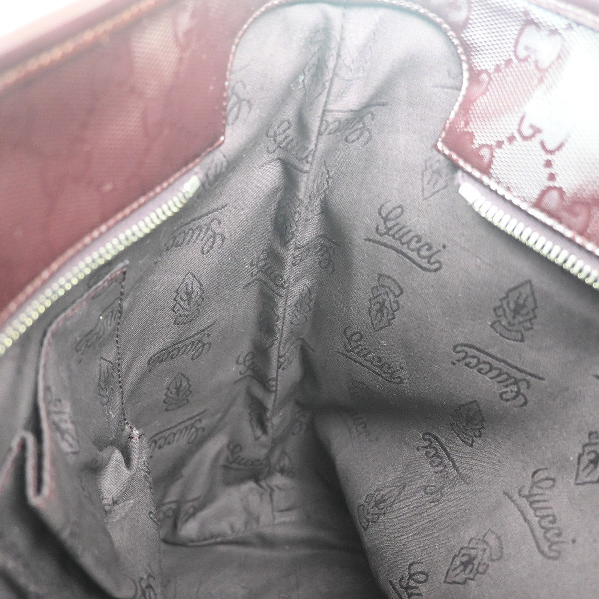 GUCCI Logo GG Pattern Imprime Shoulder Tote Bag PVC Leather Burgundy Red 31MA441