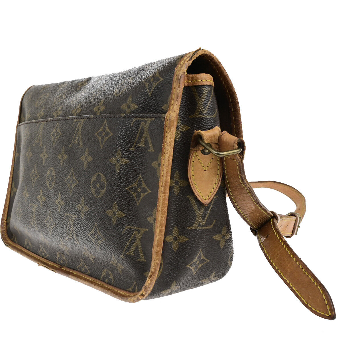 LOUIS VUITTON Gibeciere MM Shoulder Bag Monogram Leather Brown M42247 36YF451