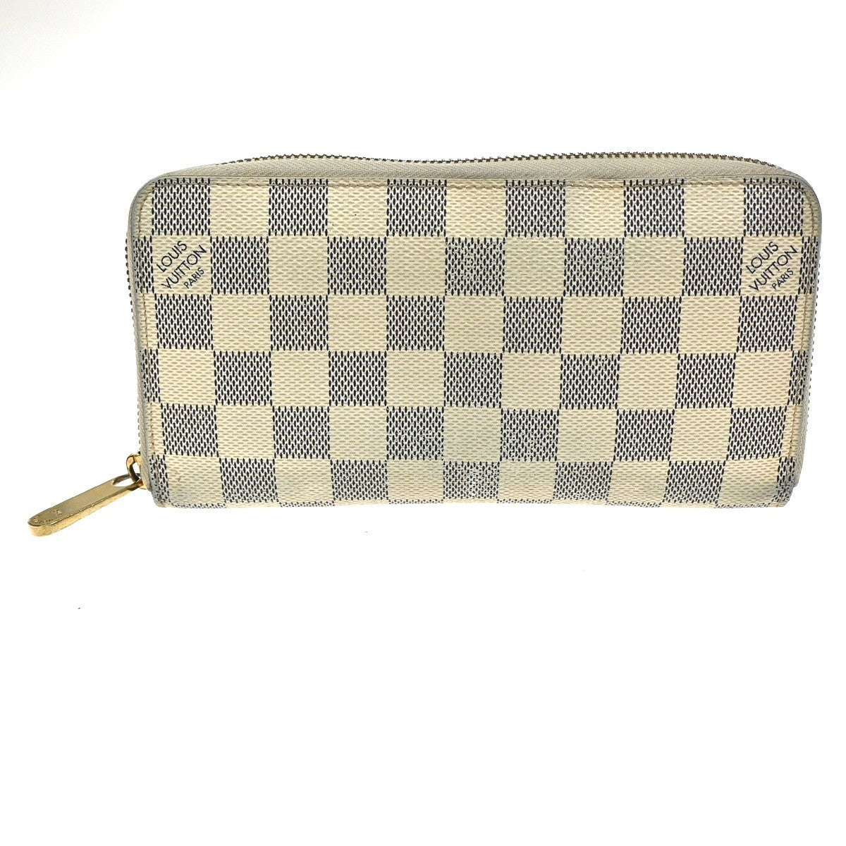 LOUIS VUITTON Zippy Long Wallet Damier Azur Leather White Spain N60019 67KD007