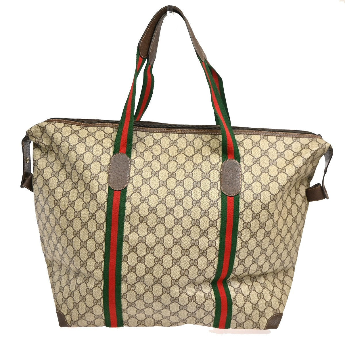 GUCCI Web Stripe Sherry GG Pattern Shoulder Bag PVC Leather Brown Italy 33TA685