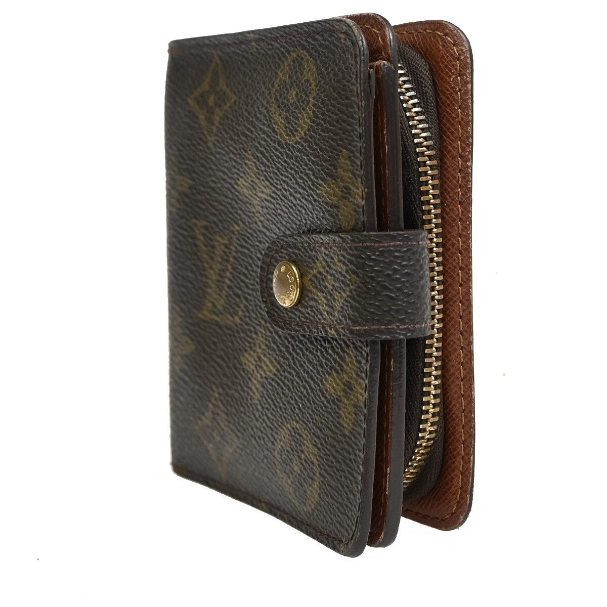 LOUIS VUITTON Compact Zip Bifold Wallet Monogram Leather Brown M61667 09FB576