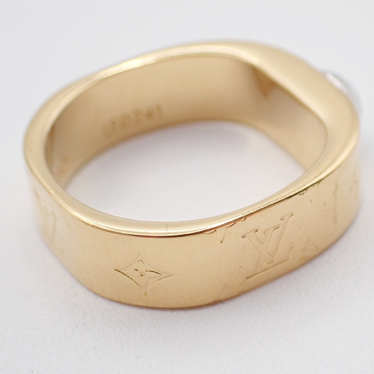 LOUIS VUITTON Nanogram Ring Size M Gold Silver Italy Accessory M00211 67EG247