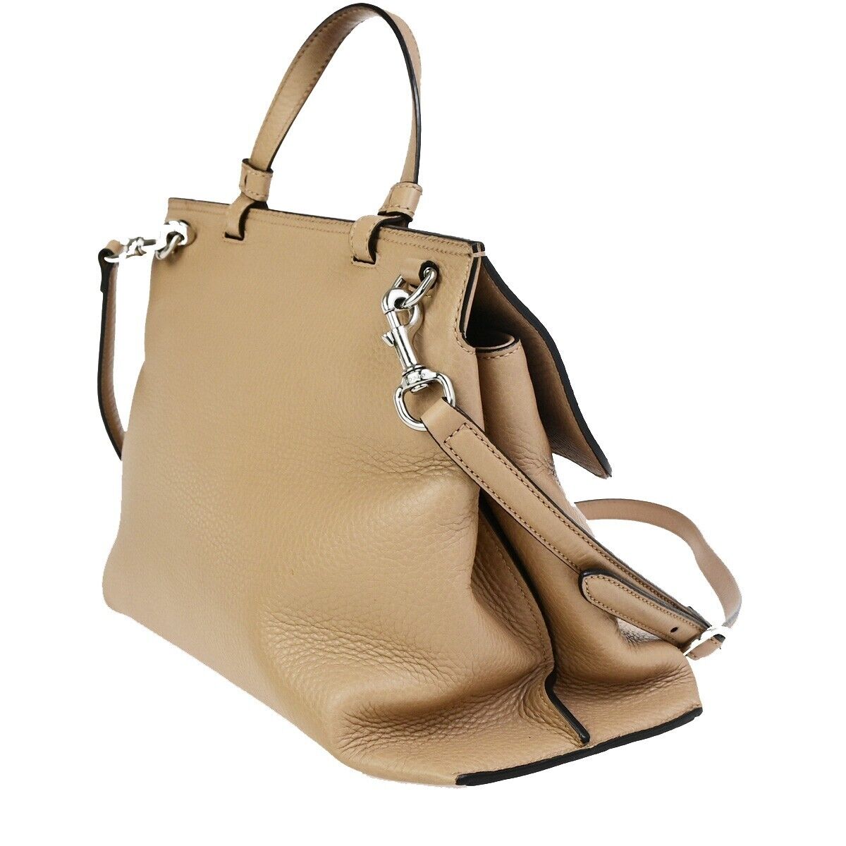 GUCCI GG Logo Daily 2Way Shoulder Hand Bag Bamboo Leather Pink Beige 75FB208