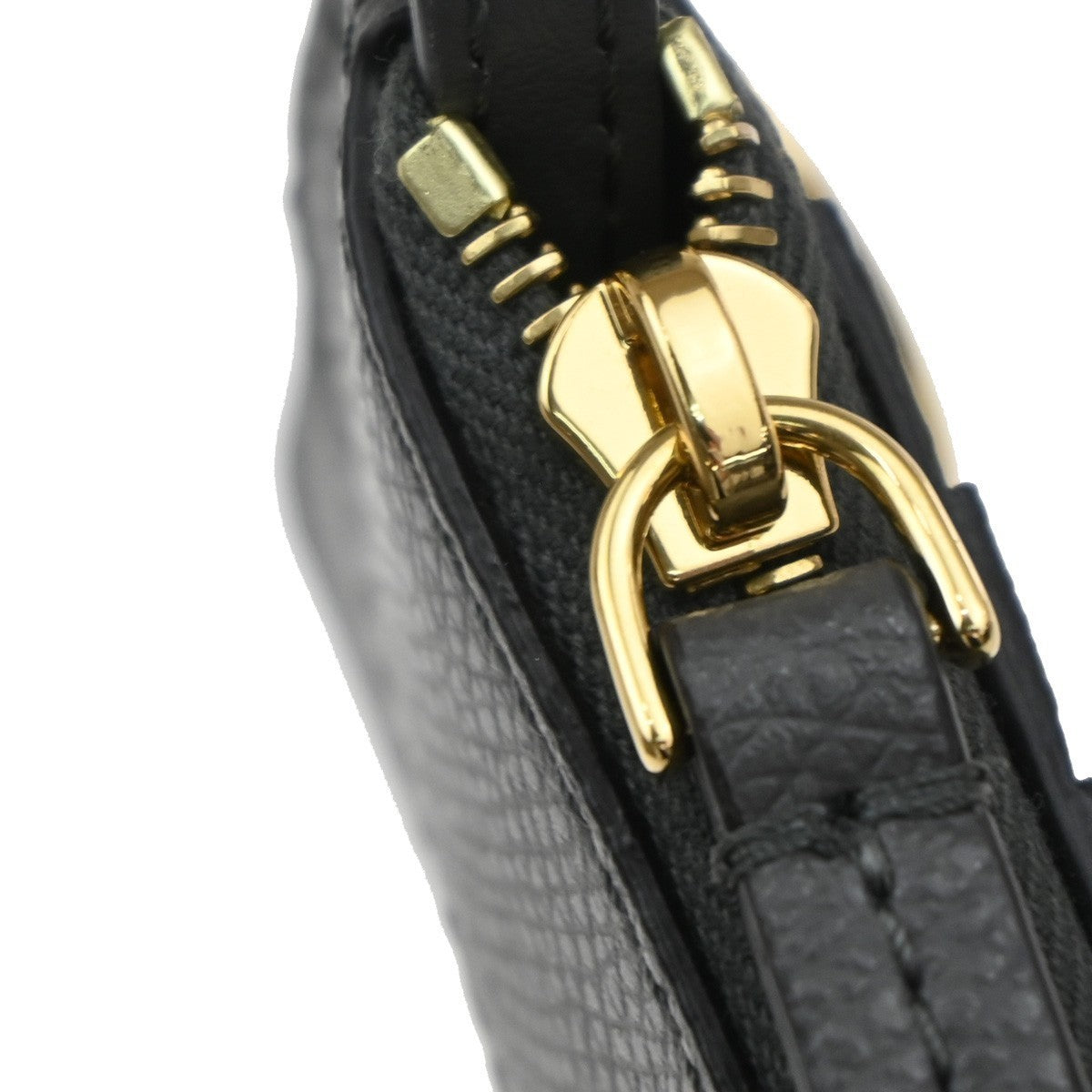 FENDI O' Lock Fragment Case Coin Wallet Purse Leather Grey Gold Italy 30KP201