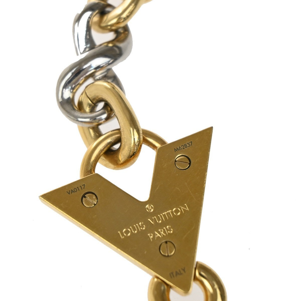 LOUIS VUITTON Logo Chain Long Necklace Gold Silver Italy M62837 87KP110