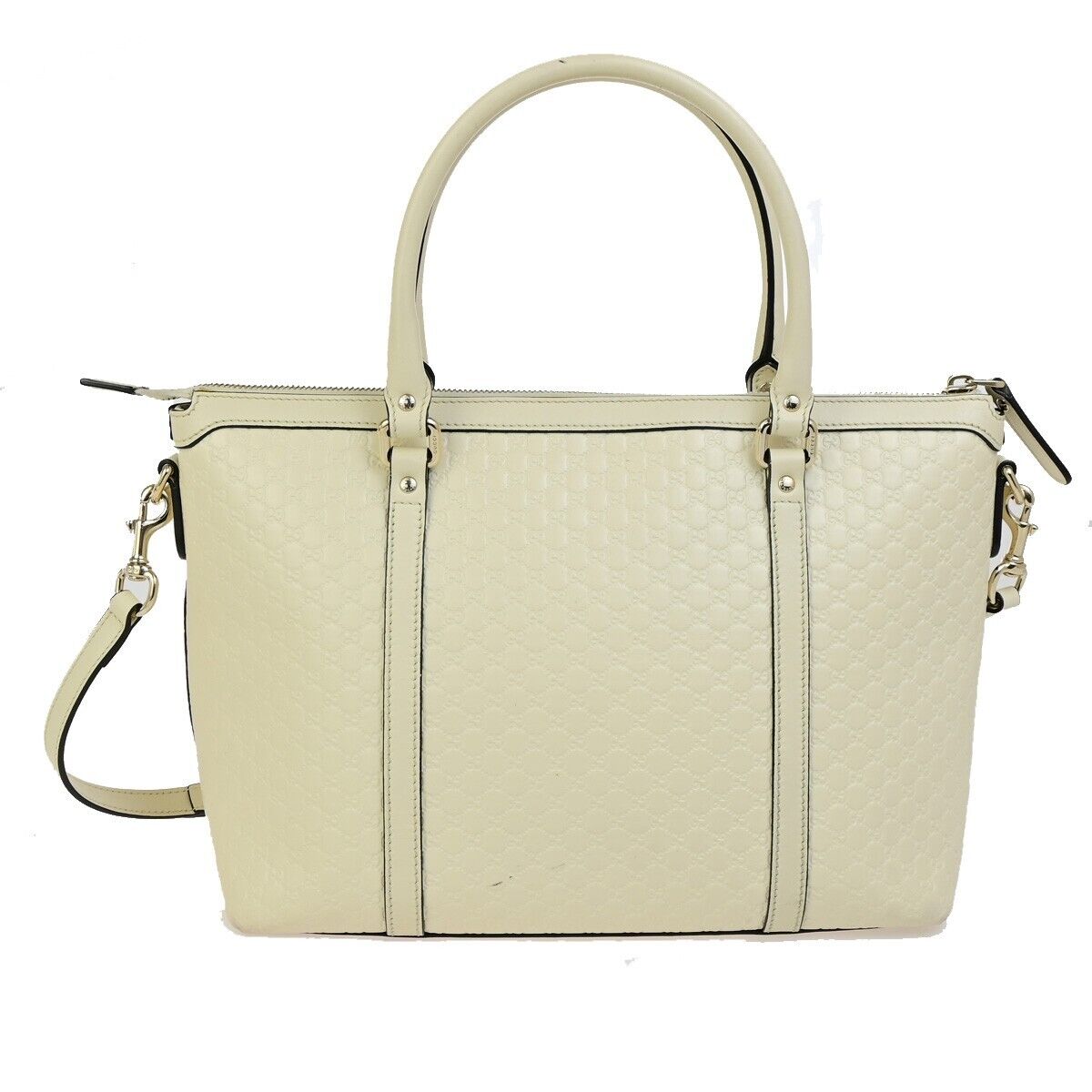 GUCCI Micro GG Guccissima 2Way Shoulder Hand Bag Leather White Italy 23ED010