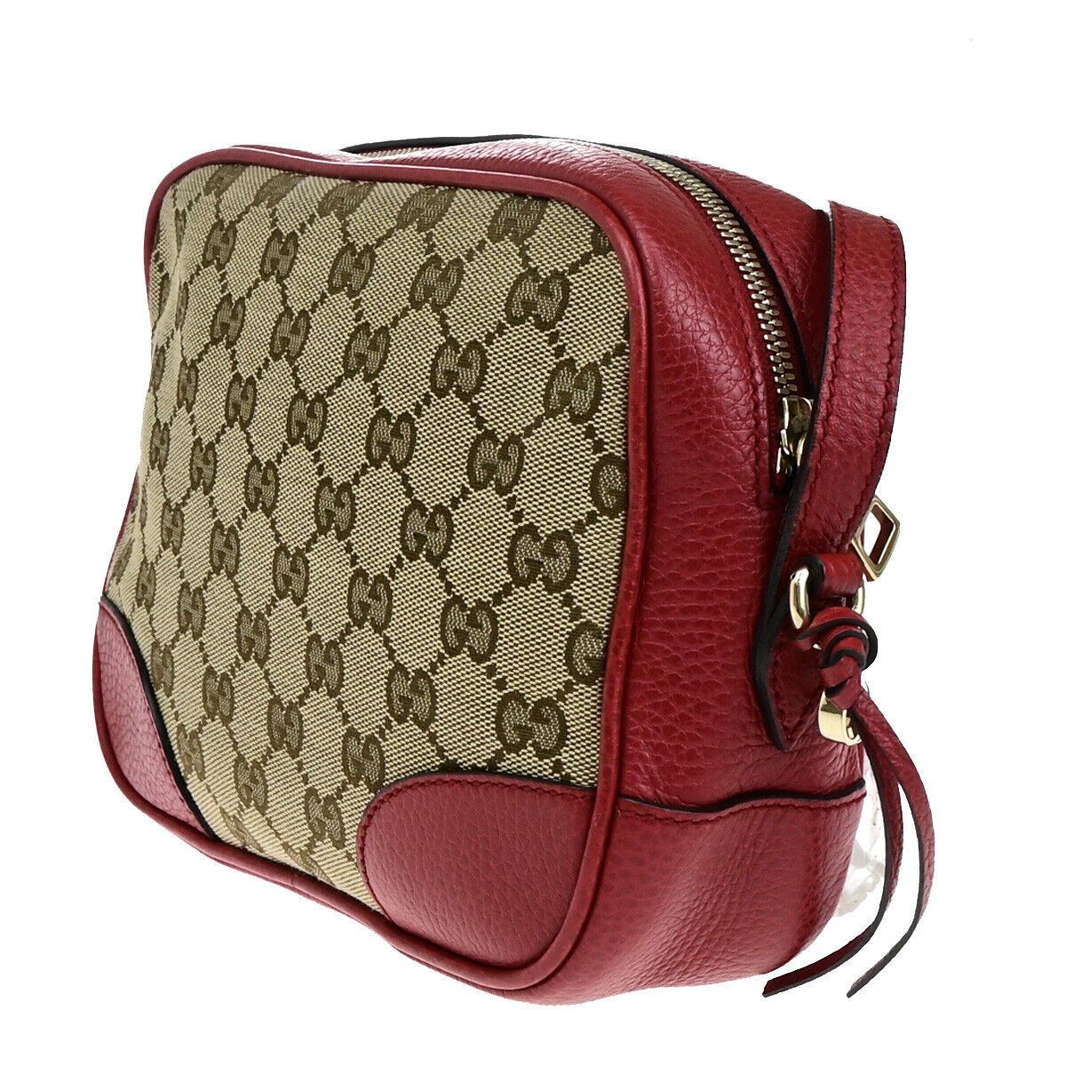 GUCCI GG Pattern Crossbody Shoulder Bag Canvas Leather Brown Red GHW 97RK010